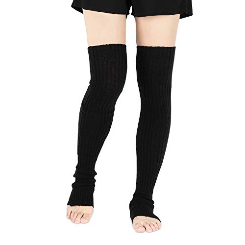 Ladies Winter Over-Knee High Socks Knitted Warm Long-Leg Warm Pants,Warm Up High Socks- Yoga, Pole Dance (Black)