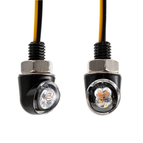 evomosa Mini LED moto clignotant ambre indicateur latéral 12V pour moto custom street chopper cruiser vis 8mm (Noir)