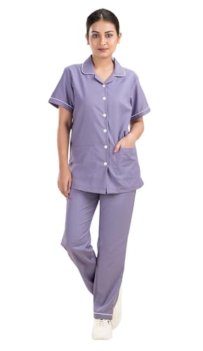 Image of Unisex Nurse Uniform With Normal Length Half Sleeves Top With 2 Pockets Regular Fit Pant Two Side Pockets - Ideals for Hospital Staff /Clinics /Nanny Uniforms |