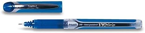 Pilot V10 Grip Hi-tecpoint Liquid Ink Rollerball Pen 1.0 mm Tip (Pack of 10) - Blue