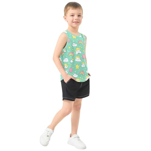 Boys Tank Top Shirts Rainbow Kawaii Stars Cloud Sleeveless T-Shirts Crew Neck for Kids Clothing Children4