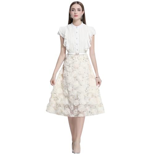 Robe midi élégante à volants pour un cocktail chic ou une journée de travail