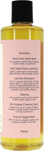 Image of Claya Pink Grapefruit Liquid Castile Soap Organic Ingredients, Biodegradable, Gentle for Sensitive Skin and Versatile Use (16 fl oz Disc Cap)