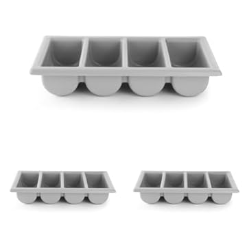 HENDI Portaposate con 4 Scomparti, Polipropilene, Grigio, 1 (Confezione da 3)