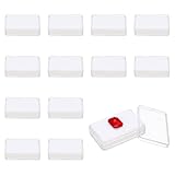 PATIKIL 2.2x1.5x0.6 Zoll Schmuckstein Präsentationsbox 12 Stück Transparente Acryl Quadratische Diamant Aufbewahrungsboxen Schmuckbehälter Mit Schwamm Für Edelsteine Rohstein (Weiß)