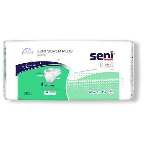 Seni Super Plus Adult Incontinence Brief M Heavy Absorbency Breathable/Overnight, S-ME25-BP1, Severe, 75 Ct Cover