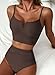 Herseas 2 Piece Bikini Set V-Wire Cutout Swim High Waisted 2025 Summer Beach Fashion Bathing Suits Beach Fashion Vacation Clothes Dark Brown Large