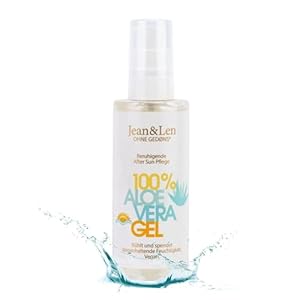 Jean & Len Après Sun Gel Aloe Vera, calma y refresca la piel, hidrata, sin siliconas, nanopartículas, emulsionantes, microplásticos, aceite mineral, fragancias y colorantes, vegano, 100 ml