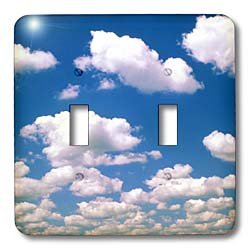 Interrupteur à bascule double 3dRose nuages pour un salon lumineux et apaisant
