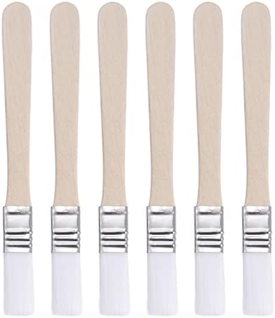 sourcing map 0.5" Width Small Paint Brush Nylon Bristle with Wood Handle Painting Tool for Wall, Door, Cabinets, Furniture, Fences, White 6Pcs
