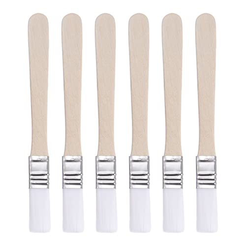 sourcing map 0.5 Ancho Pequeño Pintura Cepillo Natural Cerdas con Madera Mango Pintura Herramienta para Pared, Puerta, Armarios, Muebles, Vallas, Blanco 6uds