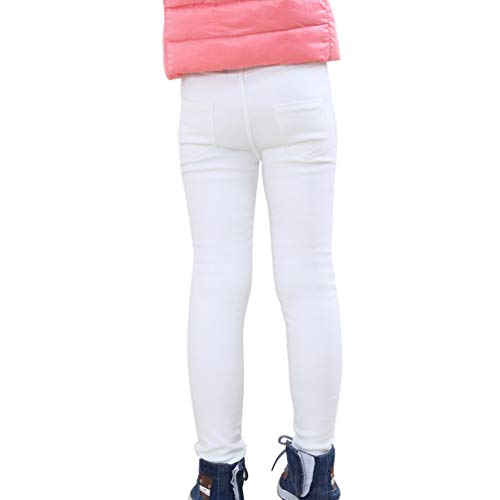 Niña Pantalones Lápiz Térmicos Elásticos Grueso Cálido Forrado Cintura Alta Leggins Invierno Leggings Blanco 150(Adecuado para la Altura 146-155CM)