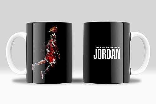 newseny Tasse NBA de Michael Jordan Collection en noir et blanc avec tons rouges - Cadeau pour fans de M.Jordan NBA | Céramique 355 ml (Michael Jordan Tasse)