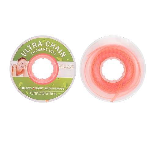 ANNWAH Dental Colorful Orthodontic Braces Rubber Chains,Dental Rubber Chains for Braces Power Chains for Orthodontic Treatment(Long,Orange 7)