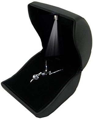 LILY TREACY PU Leather Jewelry, Earrings,Coin,Pendant, Necklace Box Case with Light up for Wedding, Engagement, Gift
