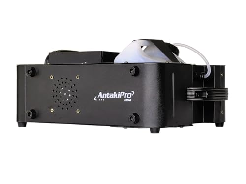 Máquina de humo 1500W con luces LED RGB, alta salida de humo 15000–20000 pies cúbicos/min, altura de rocío 6–8 metros, control DMX y remoto, tanque de 2.5L para efectos de escenario y fiesta miniatura 1
