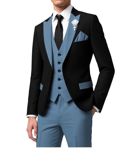 Mens 3 Piece Suit Slim Fit Men Tuxedo Suits Set Formal Business Prom Tuxedos One Buttone Blazer Vest Pants Party2
