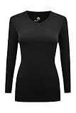 Natural Uniforms Women's Under Scrub Tee V-Neck Long Sleeve T-Shirt (Black, Large)