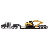 Diecast Masters | 1:87 Scale Kenworth T880s SBFS 40in-Sleeper Tandem Tractor with Lowboy Trailer and Cat 320D L Hydraulic Excavator | Model 84420