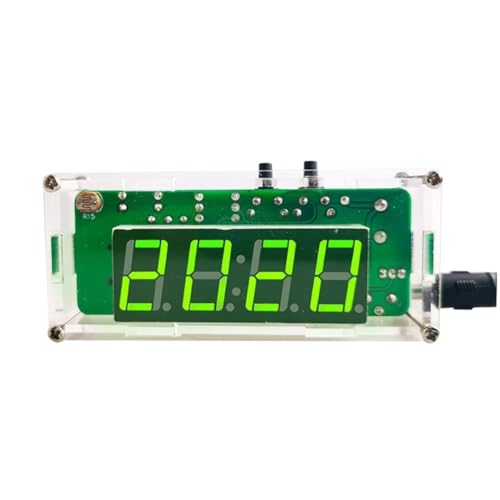 Qhpnunhq - Kit de reloj digital de 4 dígitos con carcasa de acrílico, kit de práctica de soldadura de despertador, bricolaje para aprendizaje electrónico