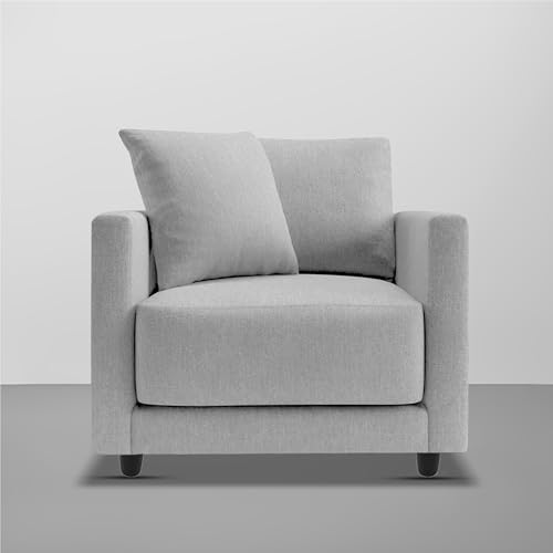 Image of Casaliving Dominic 1 Seater Sofa Set for Living Room (Grey Fabric) Premium Fabric Sofa
