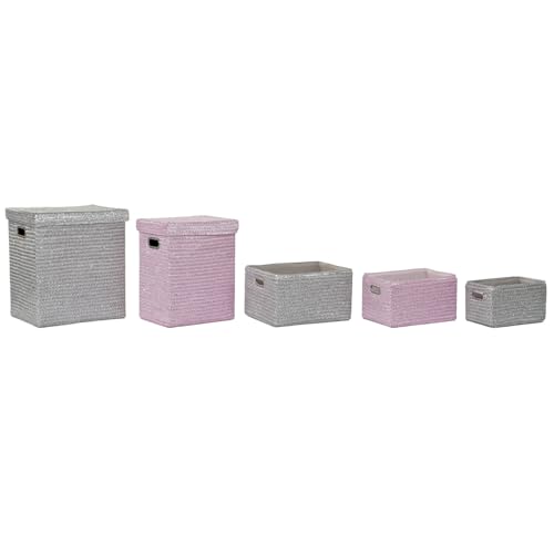 Panier de rangement plastique rose 44x36x50 cm avec poignées ergonomiques intégrées