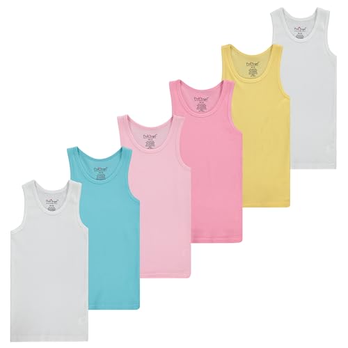 Pink Angel 6-Pack Girls Tank Tops - Undershirts, Trendy Ribbed Sleeveless Summer Shirts - Kids Tank Tops