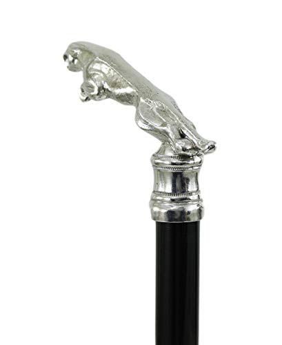 baton de marche Cannes Medical en bois canne personnalisé Jaguar en bois étain couleur argent vintage noir ou Braun CAVAGNINI Italy