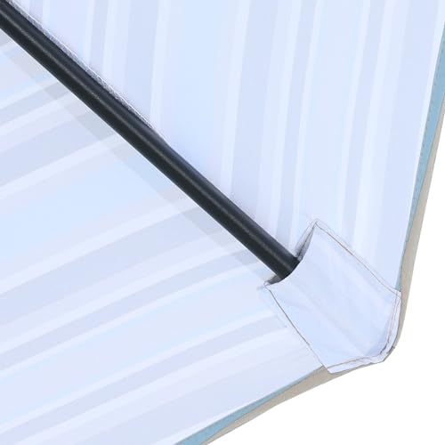 Image of MASTERCANOPY Patio Umbrella 9 ft Replacement Canopy for 8 Ribs-Khaki and Turquoise Stripe Canopy Only