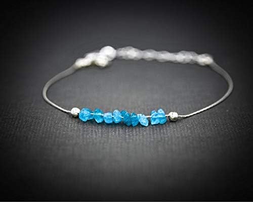 AAA++ Rare Quality Raw Apatite Weight Loss Jewelry Dainty Anklet Delicate Bracelet Blue Bracelet Everyday Bracelet Minimalist Bracelet Simple Bracelet Code- WAR7681