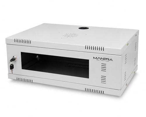 Image of 2U Wall Mount Networking Rack for DVR NVR Network Switch - Toughened Glass Door, Ventilated CRCA Steel Cabinet with Lock & Cable Management (White /Grey) (Size: 50cm X 30cm X 14cm)