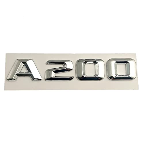 MSEURO 3D-Chrom-Buchstaben for Auto-Emblem-Abzeichen-Aufkleber Kofferraum-Stern-Logo passend for Mercedes passend for Benz A200 W176 Klasse A W177 Schriftzug Zubehör (Color : Chrome, Size : A200)