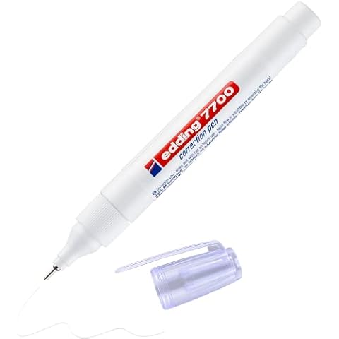 edding 7700 Korrekturstift - weiß - 1 Stift - Metallspitze 1-2 mm - Korrekturstift zum Korrigieren von handschriftlichen und gedruckten Texten - deckend, schnell trocknend Cover