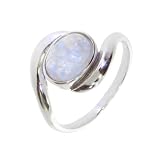 Artipol Bague prodotto europeo in stile francese. Argento rodiato con naturale Pietra di luna - modello 2622-PL, misura 54
