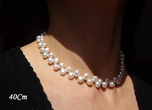 Collier petites perles de culture d'eau douce deux rangs blanche, le cadeau de bijoux idéal - 4