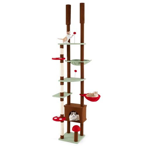 Árbol para gatos ajustable de hasta 265 cm, diseño seta miniatura 1