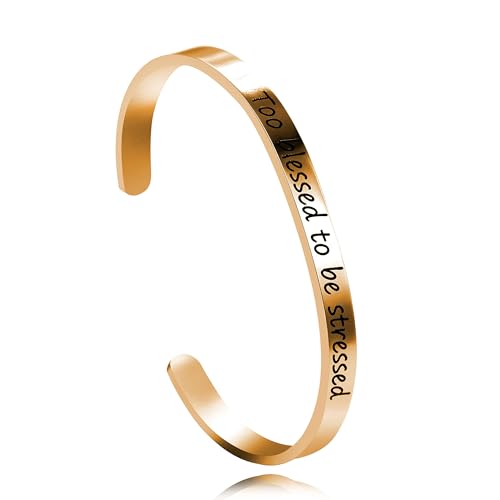 Image of Uloveido Stainless Steel Inspirational Bracelets for Women Engraved Personalized Mantra Initial Motivational Cuff Bangle Y460