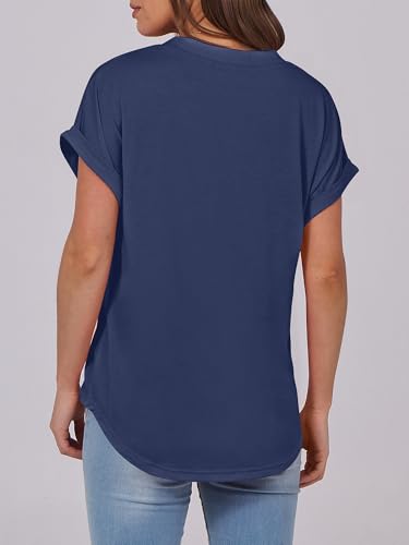 Image of ANRABESS Womens Short Sleeve Henley Tops V Neck Dressy Casual Blouses Summer Trendy Tee Shirts 2026 Vacation Fashion Clothes