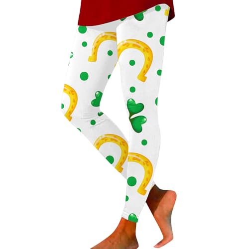 Leggings de San Patricio verdes HUIFUAO talle alto estampado tréboles