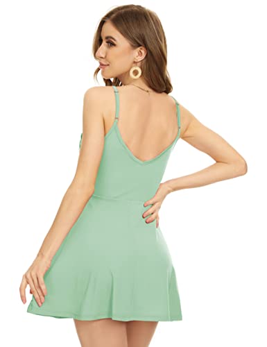 Image of MadHeart Womens V Neck Sexy Backless Dress Adjustable Spaghetti Strap Short Wrap Dress