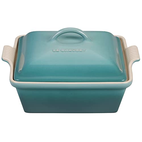 Le Creuset Stoneware Heritage Covered Square Casserole, 2.5qt. (9), Sea Salt
