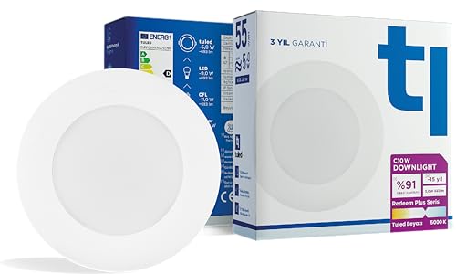 Redeem Plus C10W Downlight, Titreşimsiz, Göz Konforu, 693 Lümen, Beyazı, 5000 Kelvin