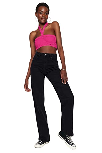 Jean Taille Haute Jambe Large Confort Ventre Plat pour Femme Active