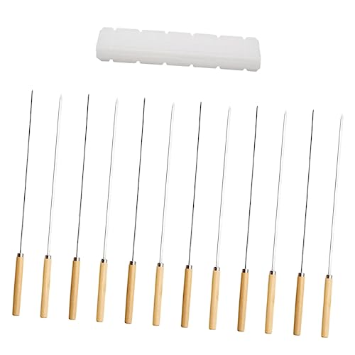 1Set Stainless Steel Bbq Skewers Durable Grilling Accessories for Meat and Vegetables for Outdoor Bbq and Camping