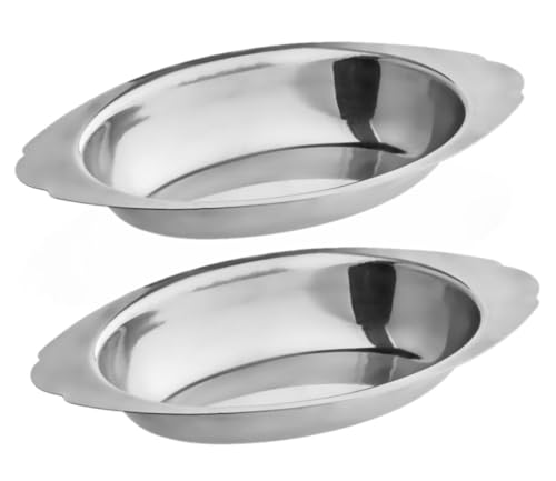 Soro Essentials- 8 oz. Stainless Steel Oval Au Gratin Dish Set of 2- Serving Dish for Individual Serving Casseroles Lasagna & Cobblers Table Serving Dishes Casserole Dishes Individual Gratin Dishes