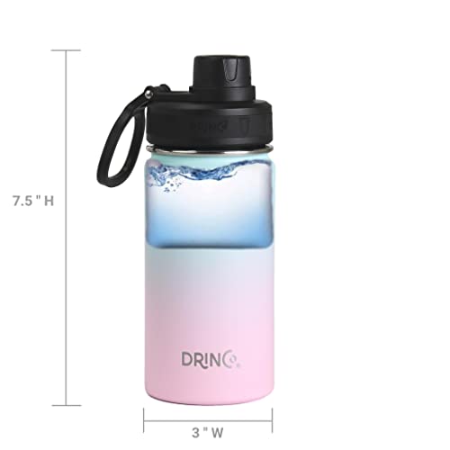 Image of Drinco Stainless Steel Water Bottle Spout Lid Vacuum Insulated Double Wall Water Bottle Wide Mouth Leak Proof Keep Cold Sport Camping Hiking (14oz Macaron)