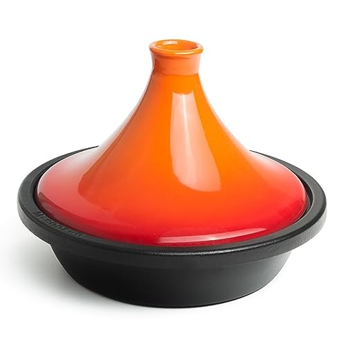 Tajine en fonte émaillée orange marmite à soupe 4L