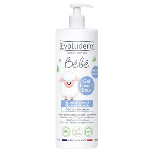 Gel lavant corps cheveux bébé EVOLUDERM 500ml fabrication française végan