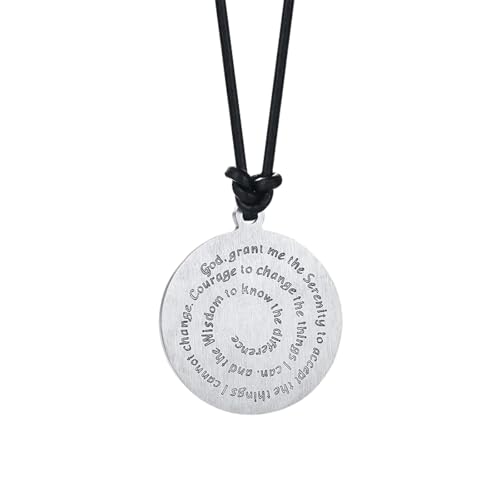Collier pour hommes Sagesse pendentif rond prière ras de cou cuir