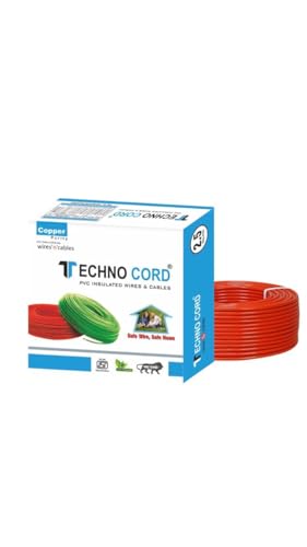 Image of TechnoCord pvc Insulated Wire 90 Meter Copper Wire (RED, 2.50 SQ MM)
